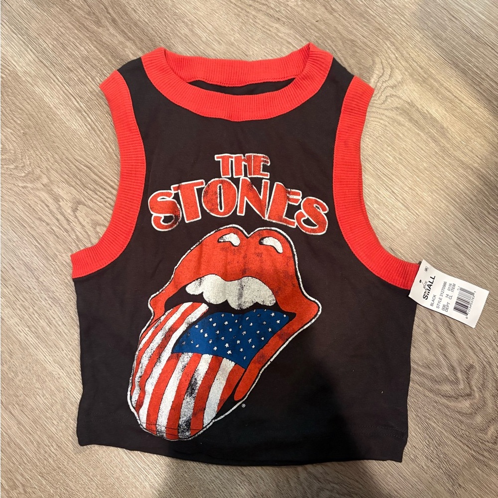 Rolling Stones Red and Black Sleeveless Graphic Top